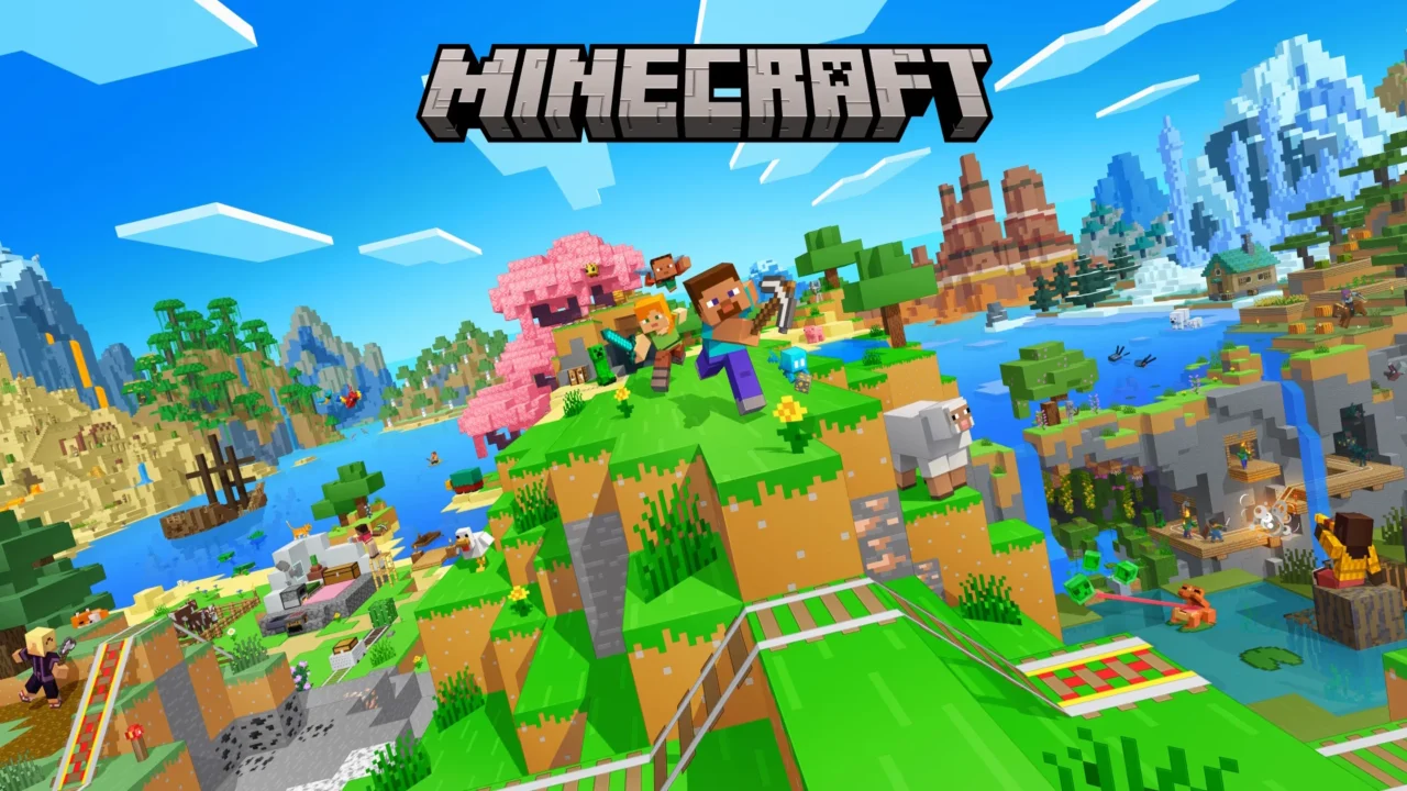 Minecraft main promo visual featuring